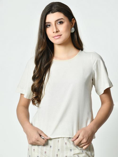women white solid short sleeve regular top - 21976381 - Very Small Image - 1