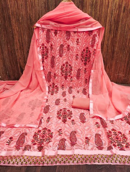 women printed embroidered unstitched suit set - 21976417 - Very Small Image - 1