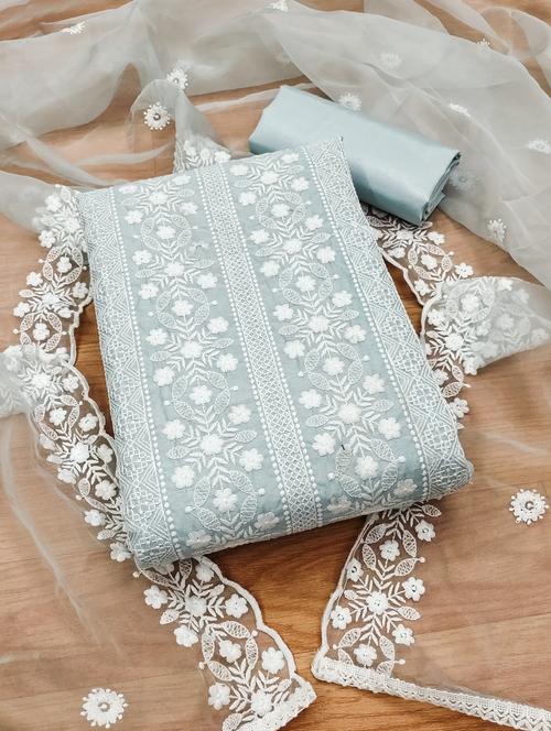 women solid with work embroidered unstitched suit set - 21976428 - Very Small Image - 1