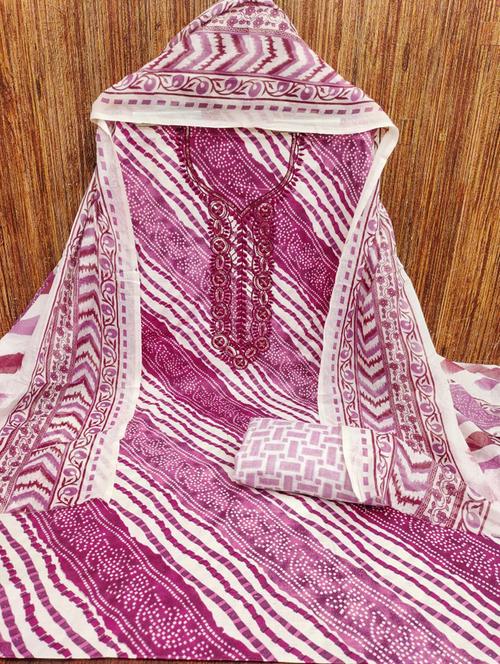 women printed embroidered unstitched suit set - 21976647 - Very Small Image - 1