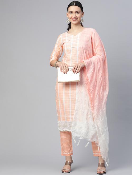 women three quarter sleeve kurta pant with dupatta set - 21976662 - Very Small Image - 1