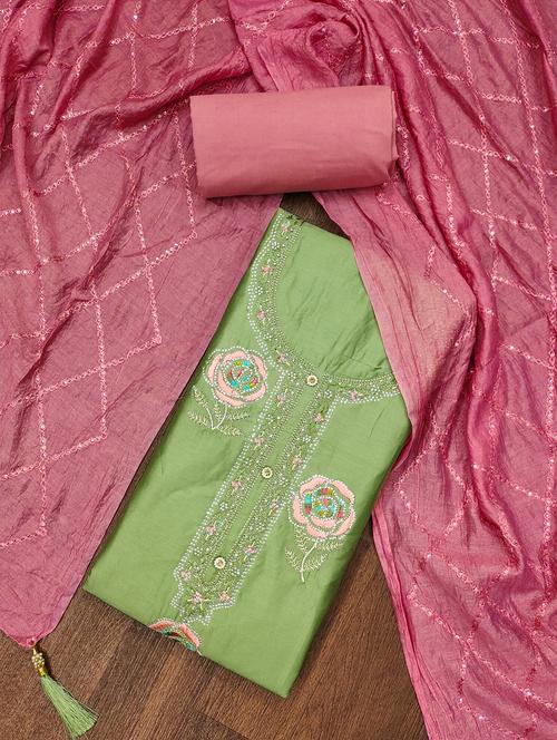 women solid with work embroidered unstitched suit set - 21976677 - Very Small Image - 1