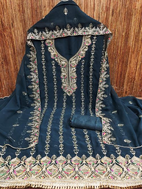 women solid with work embroidered unstitched suit set - 21976683 - Very Small Image - 1