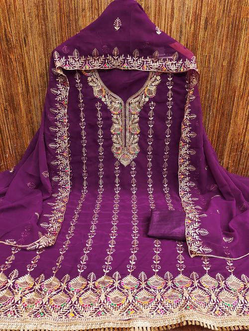 women solid with work embroidered unstitched suit set - 21976685 - Very Small Image - 1