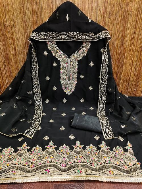 women solid with work embroidered unstitched suit set - 21976687 - Very Small Image - 1