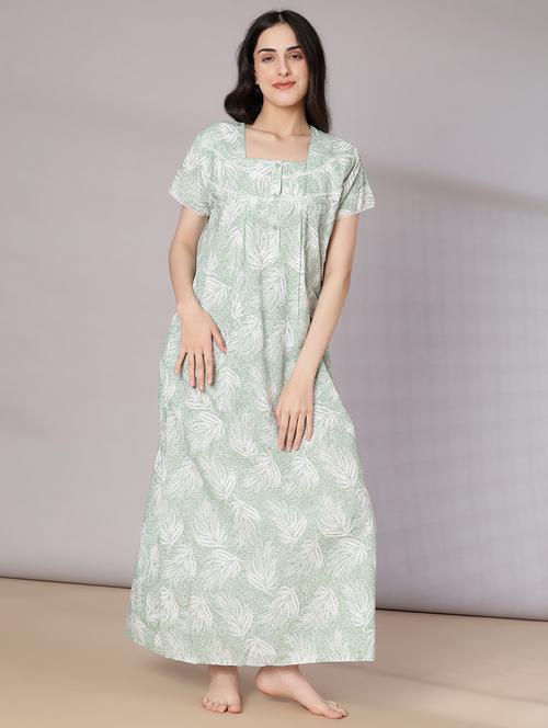 women printed short sleeve nighty - 21977006 - Very Small Image - 1