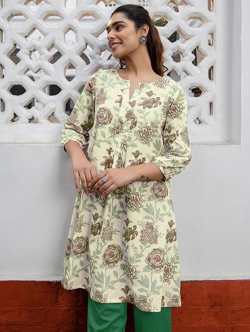 Women Printed Three Quarter Sleeve A-line Kurta - 21977274 - Very Small Image - 1