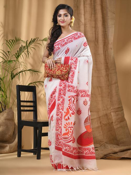 women printed handlom saree with blouse - 21977334 - Very Small Image - 1
