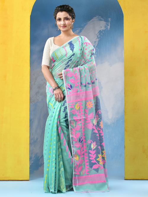 women self design jamdani saree - 21977336 - Very Small Image - 1
