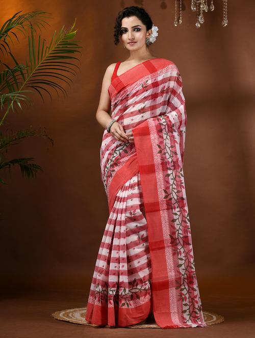 women printed handloom saree - 21977364 - Very Small Image - 1