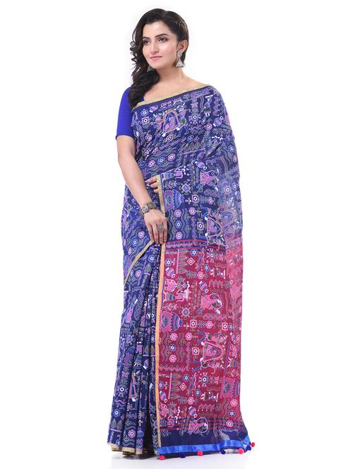 women printed handloom saree with blouse - 21977369 - Very Small Image - 1