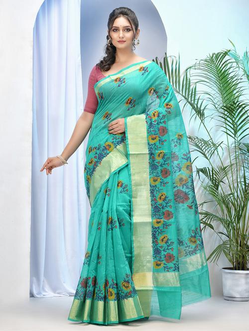 women floral bordered saree with blouse - 21977388 - Very Small Image - 1