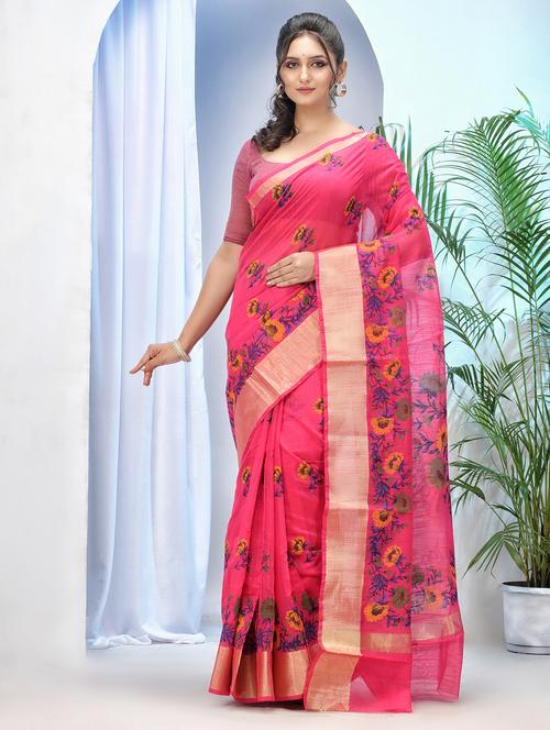 women floral bordered saree with blouse - 21977390 - Very Small Image - 1