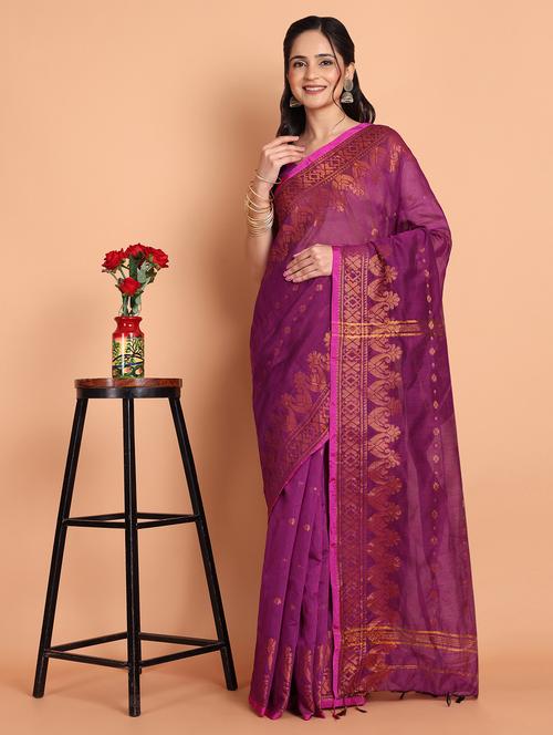women self design handloom saree with blouse - 21977452 - Very Small Image - 1