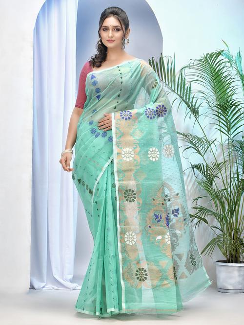 women self design jamdani saree - 21977459 - Very Small Image - 1