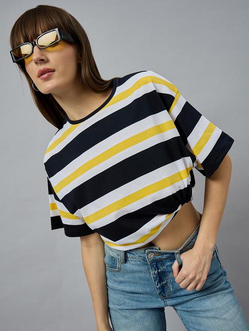 women striped short sleeve oversized fit t-shirt - 21977873 - Very Small Image - 1