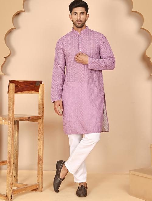 men mandarin neck kurta pyjama ethnic wear set - 21977939 - Very Small Image - 1