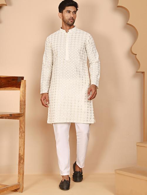 men mandarin neck kurta pyjama ethnic wear set - 21977943 - Very Small Image - 1