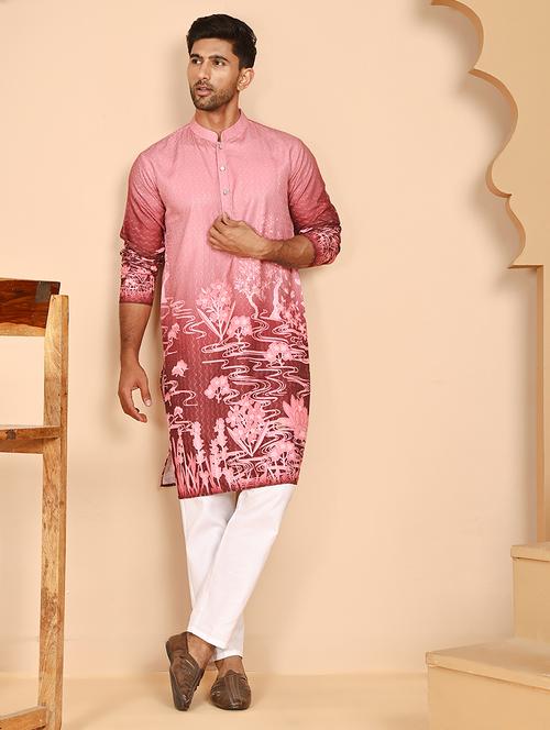 men mandarin neck kurta pyjama ethnic wear set - 21977966 - Very Small Image - 1