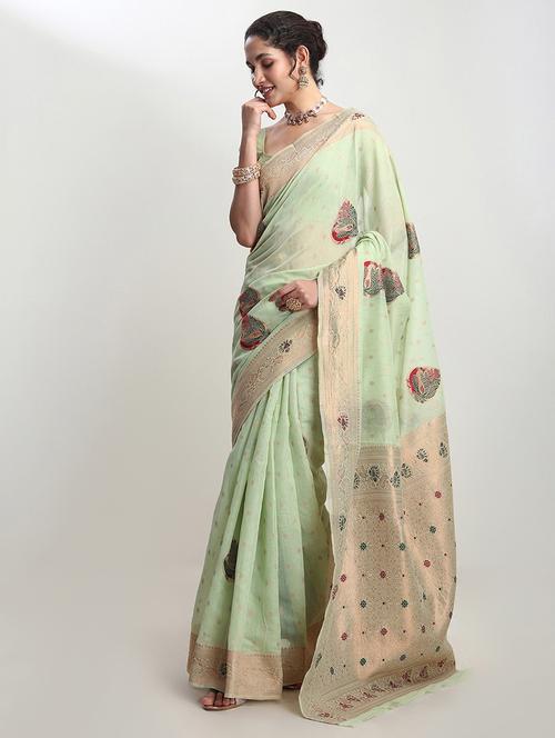 women self design bordered saree with blouse - 21978424 - Very Small Image - 1