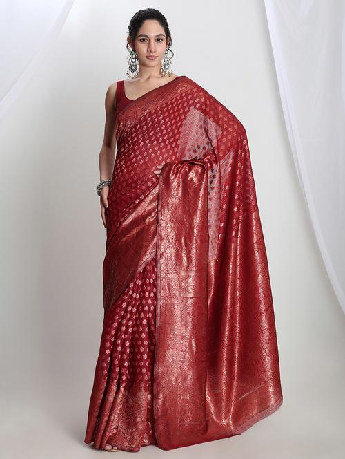 women self design banarasi saree with blouse - 21978430 - Very Small Image - 1