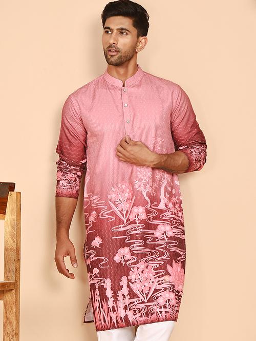 men floral printed mandarin neck long kurta - 21978499 - Very Small Image - 1