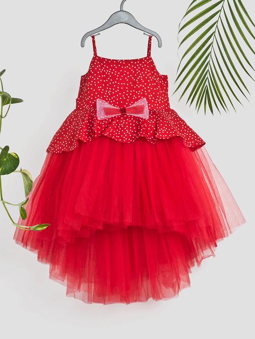 girls polka doted shoulder strap high low dress - 21978604 - Very Small Image - 1