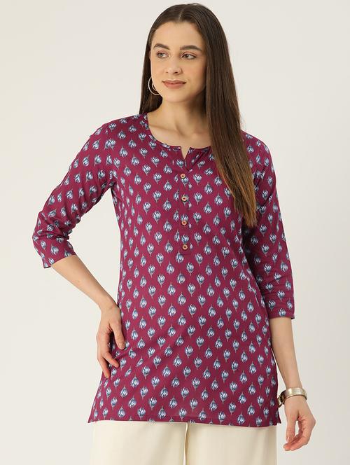 women printed three quarter sleeve straight kurti - 21979023 - Very Small Image - 1