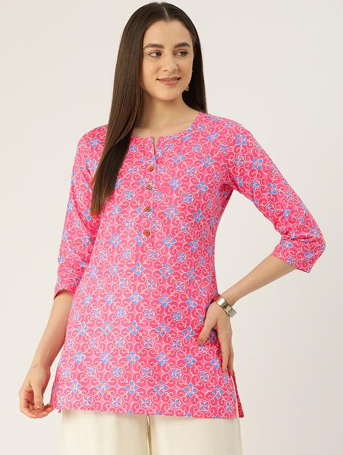 women printed three quarter sleeve straight kurti - 21979024 - Very Small Image - 1
