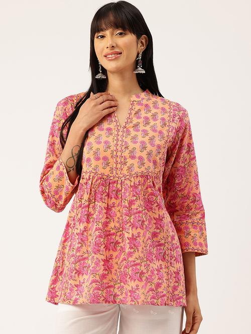 women printed three quarter sleeve a-line kurti - 21979063 - Very Small Image - 1