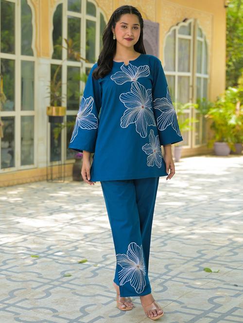 women floral three quarter sleeve ethnic co-ord set - 21979254 - Very Small Image - 1