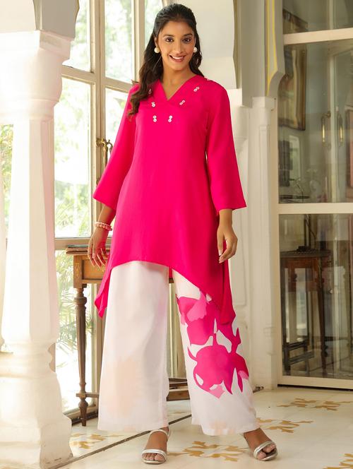 women pink long sleeve ethnic co-ord set - 21979256 - Very Small Image - 1