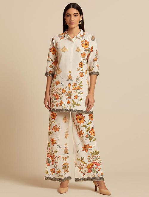 women floral three quarter sleeve ethnic co-ord set - 21979260 - Very Small Image - 1