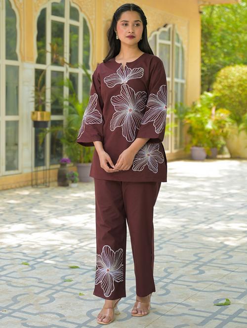 women floral three quarter sleeve ethnic co-ord set - 21979263 - Very Small Image - 1