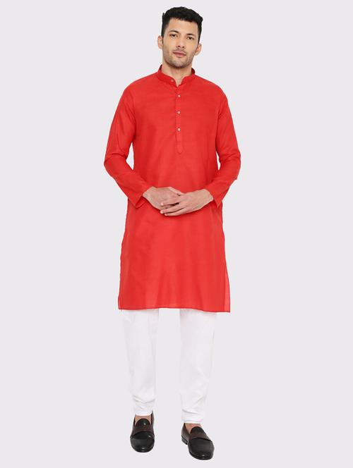 men solid mandarin neck long kurta - 21979277 - Very Small Image - 1