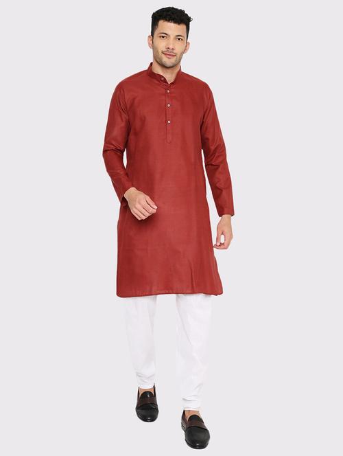 men solid mandarin neck long kurta - 21979282 - Very Small Image - 1