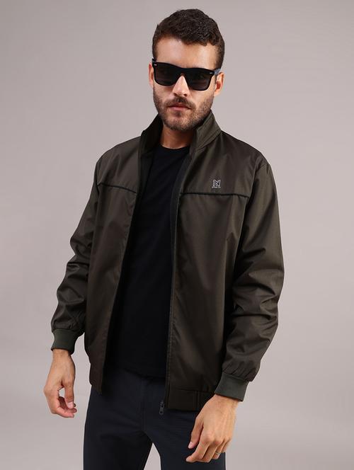 men solid stand collar long sleeve casual jacket - 21979390 - Very Small Image - 1