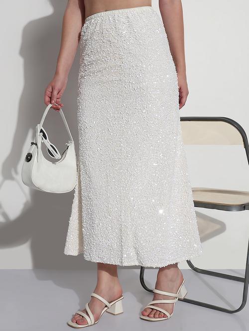 women white sequined high rise a-line skirt - 21979745 - Very Small Image - 1