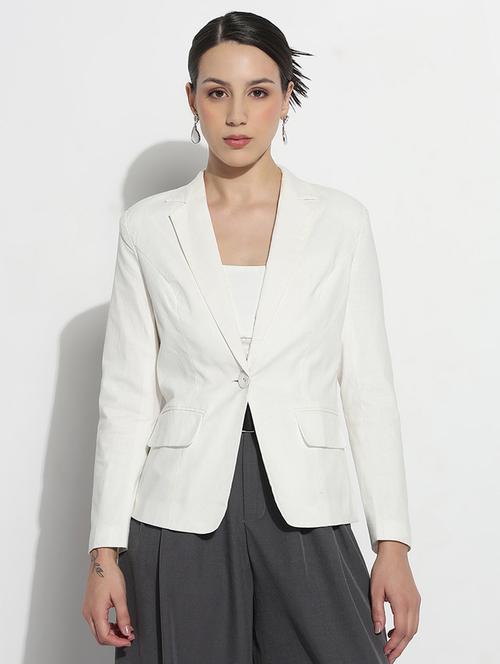 women solid long sleeve single breasted blazer - 21979772 - Very Small Image - 1