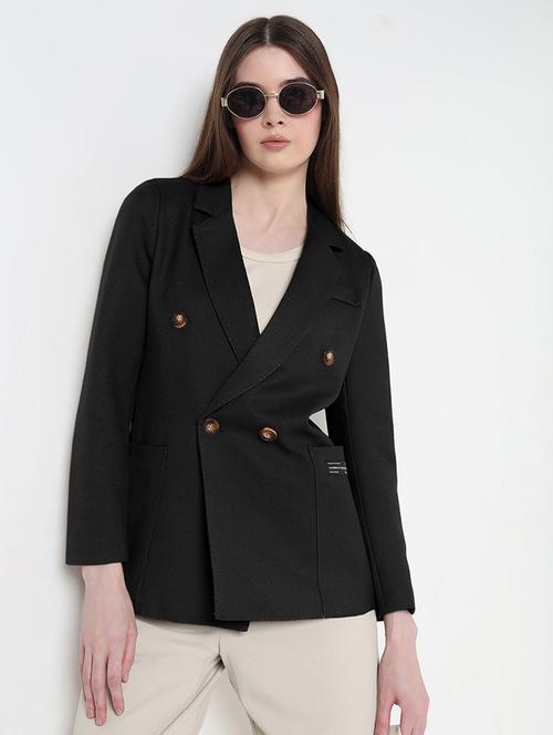 women solid long sleeve double breasted blazer - 21979776 - Very Small Image - 1