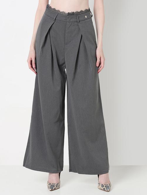 women solid high rise pleated korean pants  - 21979804 - Very Small Image - 1