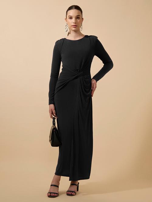 women solid draped knot sheath maxi dress - 21979860 - Very Small Image - 1