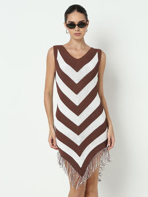 women striped sleeveless asymmetric dress - 21979871 - Very Small Image - 1