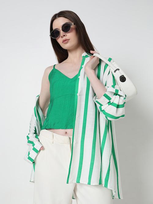 women striped long sleeve collared relaxed fit shirt - 21979907 - Very Small Image - 1