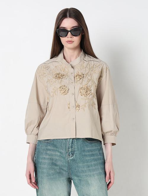women embroidered puff sleeve regular fit shirt - 21979913 - Very Small Image - 1