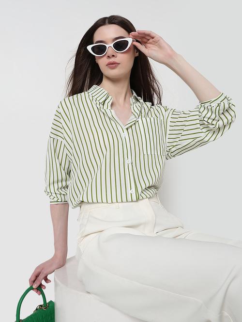 women striped long sleeve collared relaxed fit shirt - 21979914 - Very Small Image - 1