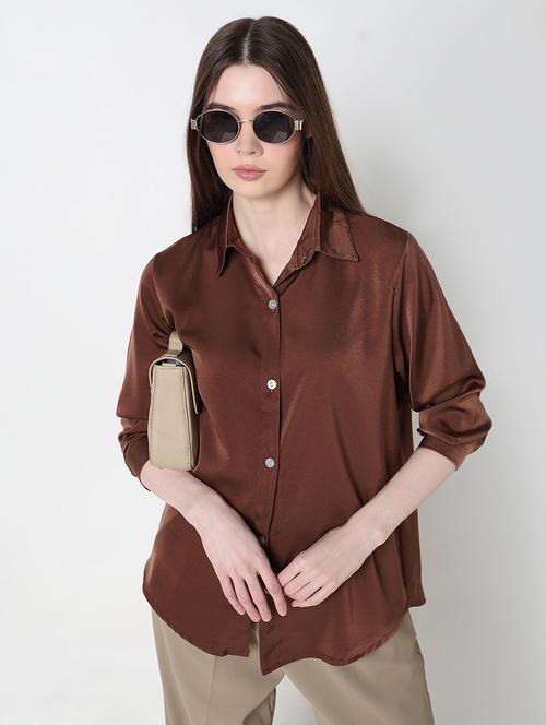 women solid long sleeve collared regular fit shirt - 21979921 - Very Small Image - 1