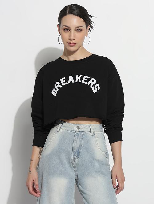 women printed long sleeve crop sweatshirt - 21979997 - Very Small Image - 1