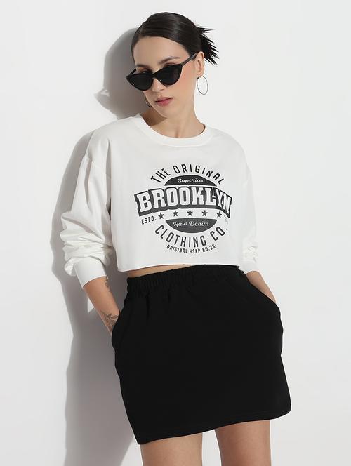 women printed long sleeve crop sweatshirt - 21979999 - Very Small Image - 1