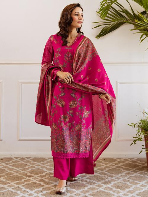 women floral long sleeve kurta pant with dupatta set - 21980030 - Very Small Image - 1